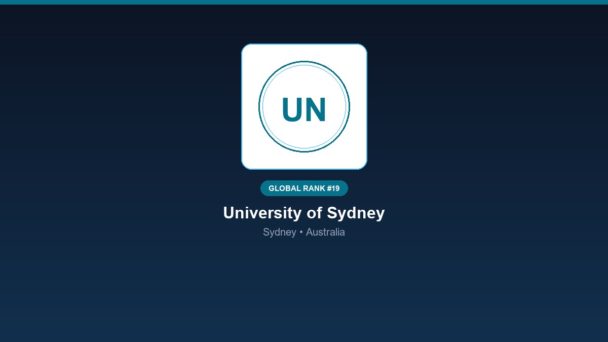 inst 169 global rank 19 university of sydney aust